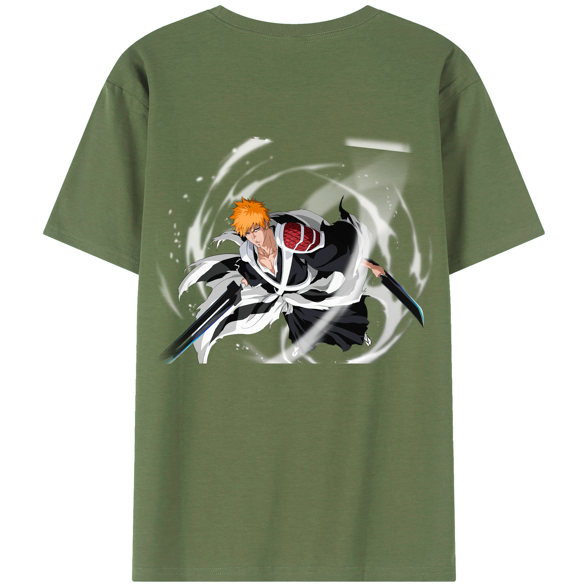 （画像用） ブリーチ 黒崎一護（くろさき いちご）BLEACH Kurosaki Ichigo 綿100％ メンズ半袖Tシャツ（バックプリント） 通気性